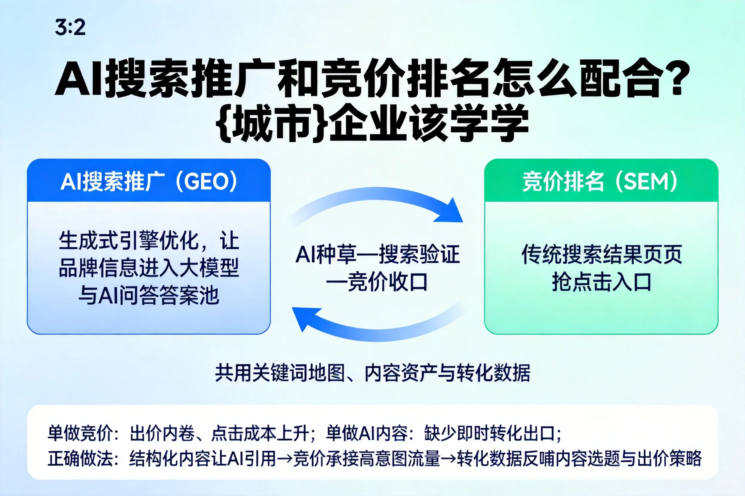 AI搜索推广和竞价排名怎么配合？黄冈企业该学学