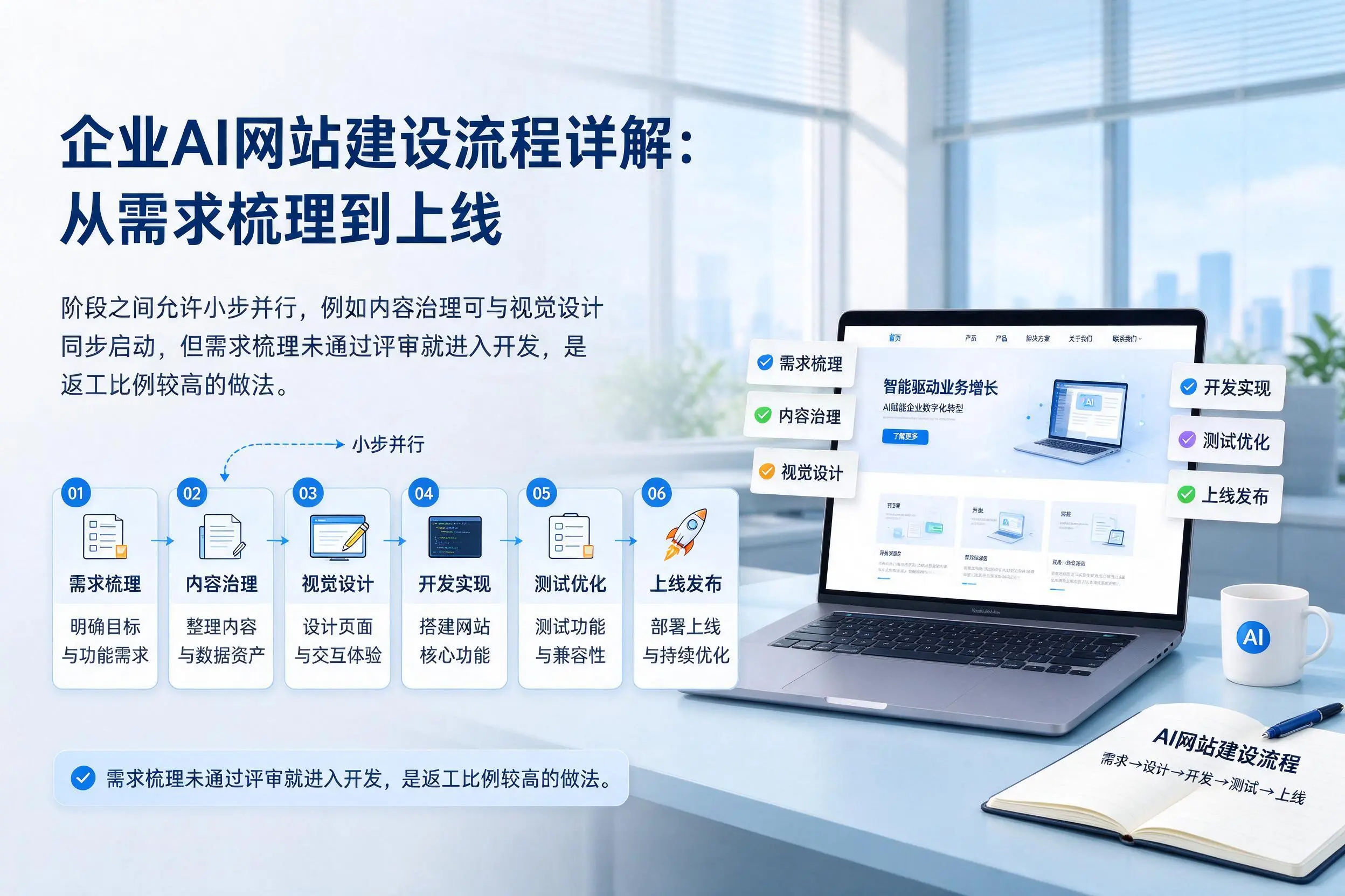 黄冈企业AI网站建设流程详解:从需求梳理到上线